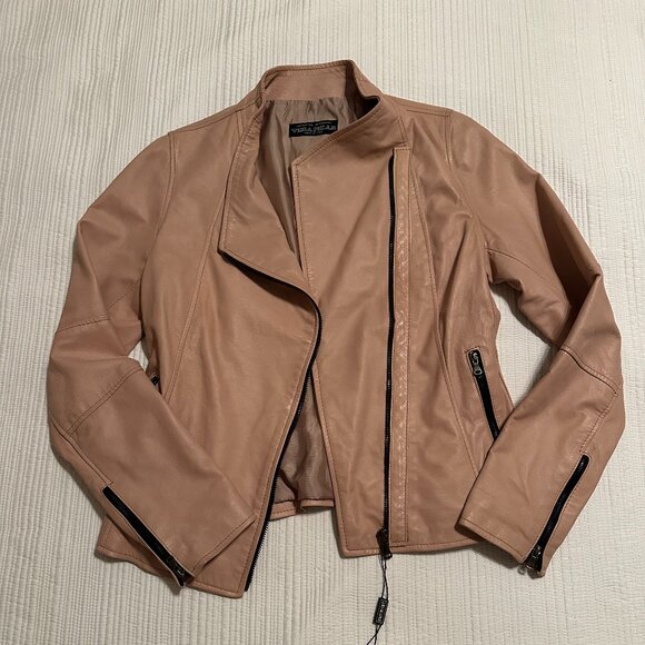 Lavorazione Artigianale Vera pelle (Made in Italy) Blush Pink Leather Jacket - Picture 1 of 7